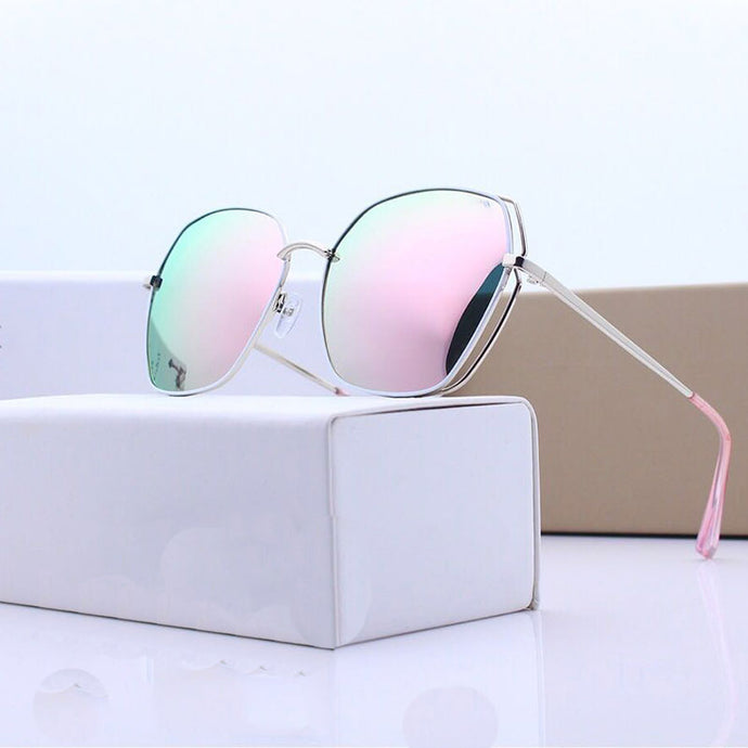 Fashion luxury Brand Square Women's Sunglasses Retro Metal Polarized Sunglasses Pink Glasses 2019 Okulary Damskie